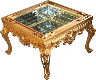 Prunkvoller Casa Padrino Barock Couchtisch Gold verspiegelt mit aufklappbaren Glasdec