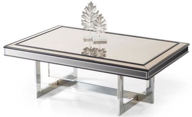 Casa Padrino Luxus Couchtisch Silber 120 x 80 x H. 43 cm - Wohnzimmertisch mit Glaspl