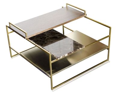 Casa Padrino Luxus Couchtisch Gold 60 x 60 x H. 36,5 cm - Designer Wohnzimmertisch