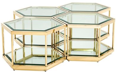 Casa Padrino Luxus Couchtisch / Wohnzimmertisch 4er Set Gold 60 x 52 x H. 36 cm - Woh