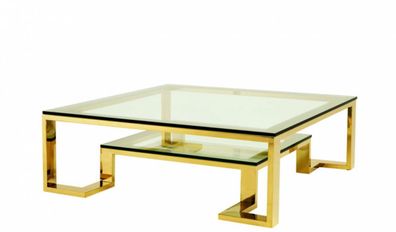 Casa Padrino Luxus Art Deco Designer Couchtisch Gold 120 x 120 x H. 40 cm - Wohnzimme