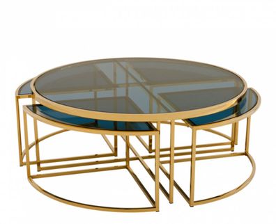 Casa Padrino Art Deco Luxus Couchtisch Gold Finish - Wohnzimmer Salon Tisch - Luxus Q