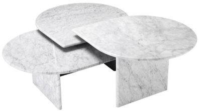 Casa Padrino Luxus Couchtisch Set Weiß - 3 Wohnzimmertische aus hochwertigem Carrara