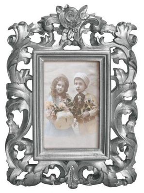 Casa Padrino Barock Bilderrahmen 28 x 20 cm Silber - Bilder Rahmen Foto Rahmen Jugend