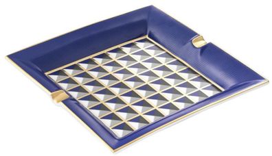 Casa Padrino Luxus Porzellan Design Aschenbecher Blau / Mehrfarbig 24,5 x 24,5 x H. 3