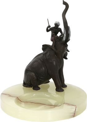 Casa Padrino Luxus Jugendstil Marmor Ablage mit Bronze Elefant - Luxus Deko