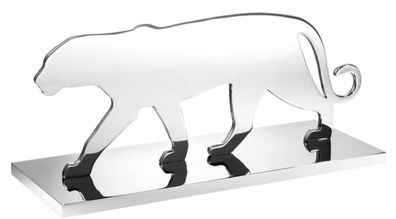 Casa Padrino Luxus Edelstahl Dekofigur Panther Silhouette Silber 36 x 12,5 x H. 15 cm