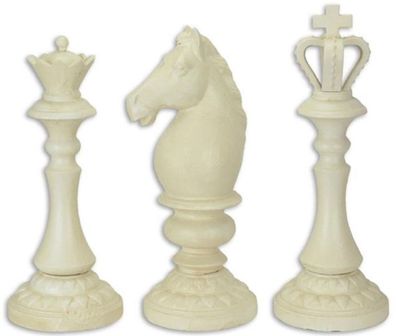 Casa Padrino Deko Schachfiguren Set König Dame Pferd Antik Weiß H. 34,2 cm - Gusseise