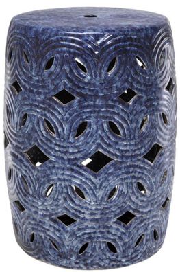 Casa Padrino Keramik Trommel Blau Ø 33 x H. 45 cm - Designer Wohnzimmer Dekoration