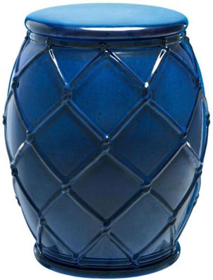 Casa Padrino Keramik Trommel Antik Blau Ø 35 x H. 46 cm - Luxus Kollektion