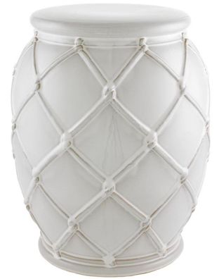Casa Padrino Keramik Trommel Antik Weiß Ø 35 x H. 46 cm - Luxus Kollektion