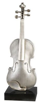Casa Padrino Deko Violine Silber / Champagnerfarben / Schwarz 21 x 15 x H. 65 cm - Po