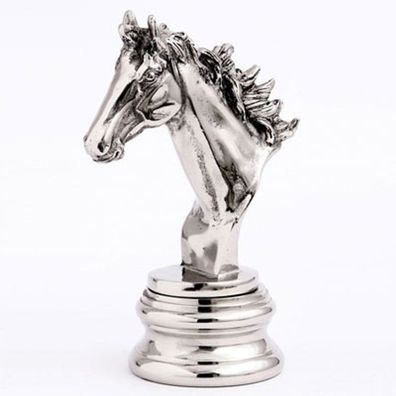 Casa Padrino Figur Pferd auf Sockel Aluminium vernickelt 15.5 x 10 x H23 cm - Edel &