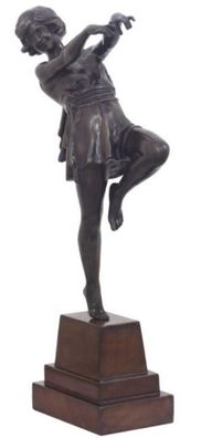 Casa Padrino Luxus Bronzefigur tanzende Dame Bronze / Dunkelbraun 22 x 11 x H. 51 cm