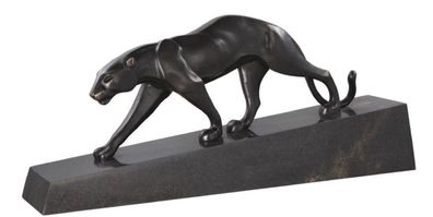 Casa Padrino Luxus Bronzefigur Panther Schwarz / Bronze 64 x 11 x H. 26,5 cm - Elegan