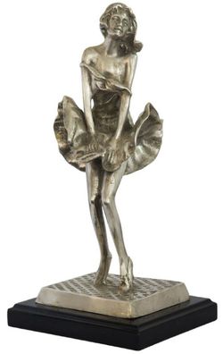 Casa Padrino Luxus Bronzefigur Marilyn Antik Silber / Schwarz 14 x 12 x H. 28 cm - Br