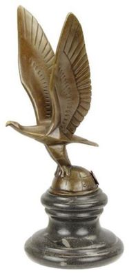 Casa Padrino Luxus Art Deco Bronze Skulptur Adler auf Globus mit Marmorsockel Bronzef