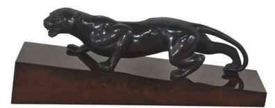 Casa Padrino Luxus Bronzefigur Puma Schwarz / Dunkelbraun 60 x 17 x H. 20 cm - Elegan