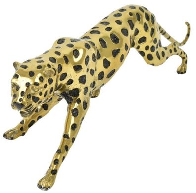 Casa Padrino Luxus Bronze Skulptur Gepard Gold / Schwarz 62 x 14 x H. 18 cm - Bronze