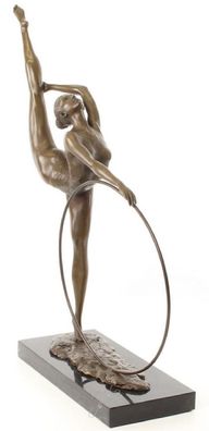 Casa Padrino Luxus Bronzefigur Hula Hoop Tänzerin Bronze / Schwarz 46,2 x 14,2 x H. 5