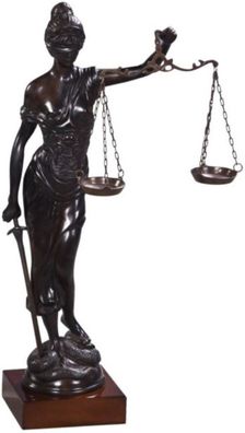 Casa Padrino Luxus Bronzefigur Justitia auf Mahagoni Holzsockel Bronze / Dunkelbraun