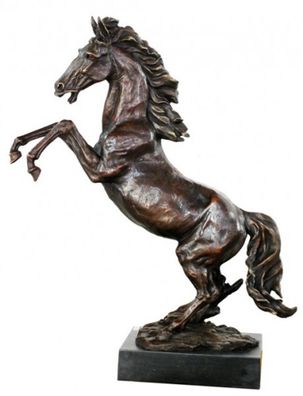 Casa Padrino Luxus Bronze Figur Wildes Pferd auf Natursteinsockel Höhe 90 cm - Pferd