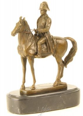 Casa Padrino Luxus Bronze Figur Napoleon auf Pferd auf Natursteinsockel - Militaria S