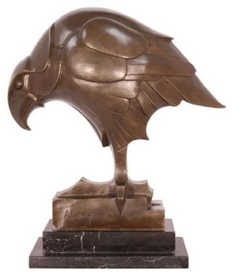 Casa Padrino Luxus Art Deco Bronze Skulptur Adler Bronzefarben / Schwarz 16,8 x 34,2