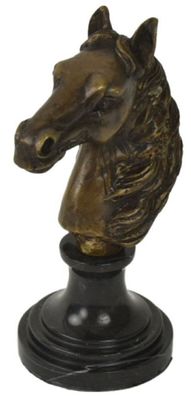 Casa Padrino Luxus Briefbeschwerer Pferdekopf Bronzefarben / Schwarz 8 x 10 x H. 16 c
