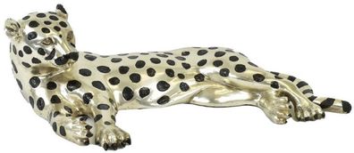 Casa Padrino Luxus Bronzefigur Gepard Silber / Schwarz 56 x 28 x H. 15 cm - Bronze Sk