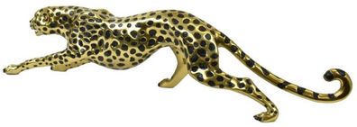 Casa Padrino Luxus Bronzefigur Gepard Gold / Schwarz 115 x 17 x H. 26 cm - Bronze Sku