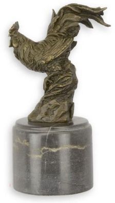 Casa Padrino Deko Bronzefigur Hahn Vogel Bronze / Schwarz 7 x 8,8 x H. 16,1 cm - Bron