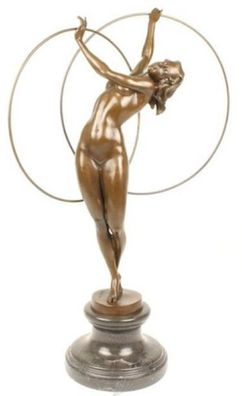 Casa Padrino Luxus Bronze Figur Hula Hoop Tänzerin Bronze / Schwarz 26,5 x 19,9 x H.