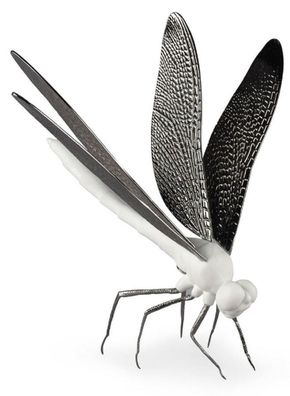 Casa Padrino Luxus Porzellan Figur Libelle Matt Weiß / Schwarz 20 x 22,9 x H. 20 cm -