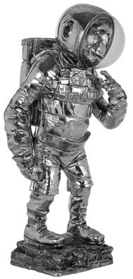 Casa Padrino Luxus Deko Figur Astronaut Affe Silber 23 x 18 x H. 48,5 cm - Kunstharz
