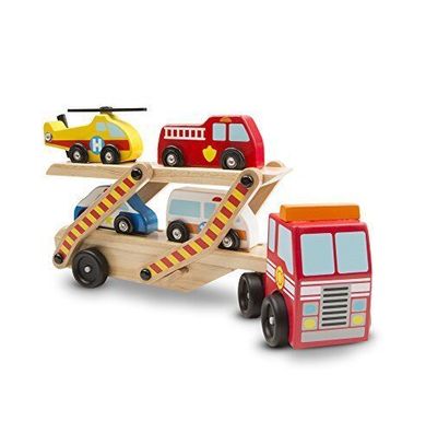 Melissa & Doug 14610 Notfallfahrzeugtransporter Fahrzeuge und Züge Holzspielzeug