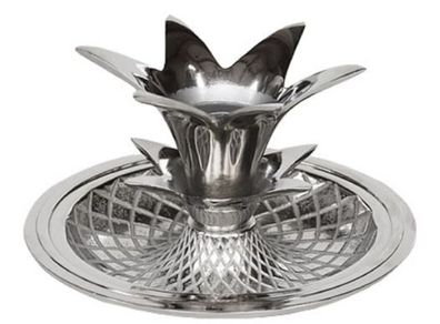 Casa Padrino Luxus Messing Kerzenhalter Ananas Silber Ø 17 cm - Gastronomie Accessoir