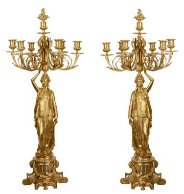 Casa Padrino Barock Kerzenständer Set Gold 37,5 x 32,5 x H. 86 cm - Edel & Prunkvoll