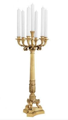Casa Padrino Massiver Luxus Kerzenständer Antikstil Messing poliert 79 x 30 cm - Kerz