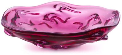 Casa Padrino Luxus Glasschale Rosa Ø 34 x H. 8 cm - Mundgeblasene Deko Glas Obstschal