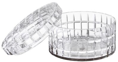 Casa Padrino Luxus Glasschale mit Deckel Ø 21 x H. 13 cm - Runde Deko Schale aus mund
