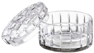 Casa Padrino Luxus Glasschale mit Deckel Ø 15 x H. 11 cm - Runde Deko Schale aus mund