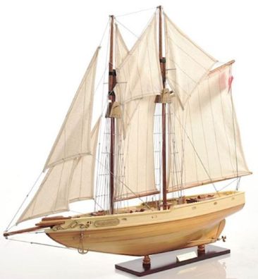 Casa Padrino Luxus Segelschiff Bluenose II mit Massivholz Ständer Naturfarben / Braun