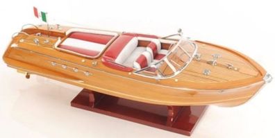 Casa Padrino Luxus Holzboot Speedboot Riva Aquarama Naturfarben / Rot / Weiß 68,6 x 2