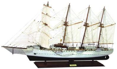Casa Padrino Luxus Segelschiff Esmeralda mit Massivholz Ständer Weiß / Schwarz / Brau