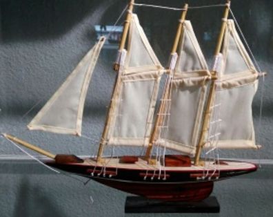Casa Padrino Deko Segelschiff Atlantic mit Massivholz Ständer Rot / Braun 28 x 6 x H.