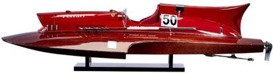 Casa Padrino Luxus Speedboot mit Massivholz Ständer Rot / Braun 97 x 35 x H. 22 cm -