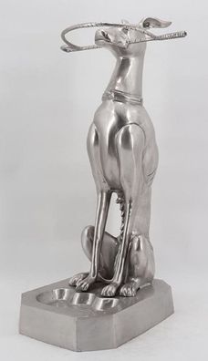 Casa Padrino Luxus Bronze Schirmständer Skulptur Windhund Silber 38 x 43 x H. 81 cm -