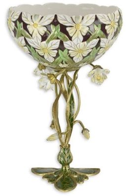Casa Padrino Jugendstil Blumenschale Mehrfarbig / Gold Ø 20 x H. 31,2 cm - Porzellan