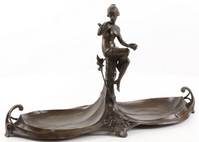 Casa Padrino Jugendstil Doppel Serviertablett Bronze 43,9 x 16,9 x H. 25 cm - Gastron